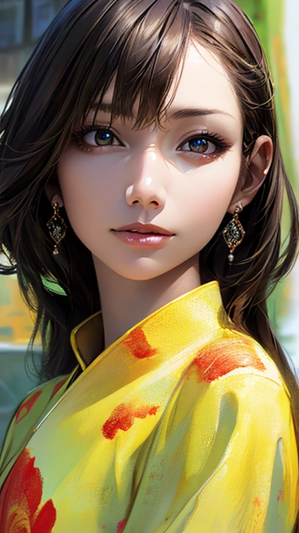 (Highest quality、8k、32K、masterpiece)、(Realistic)、(Realistic:1.2)、(High resolution)、Very detailed、Very beautiful face and eyes、1 girl、Round and small face、Tight waist、Delicate body、(Highest quality、Attention to detail、Rich skin detail)、(Highest quality、8k、Oil paints:1.2)、Very detailed、(Realistic、Realistic:1.37)、Bright colors