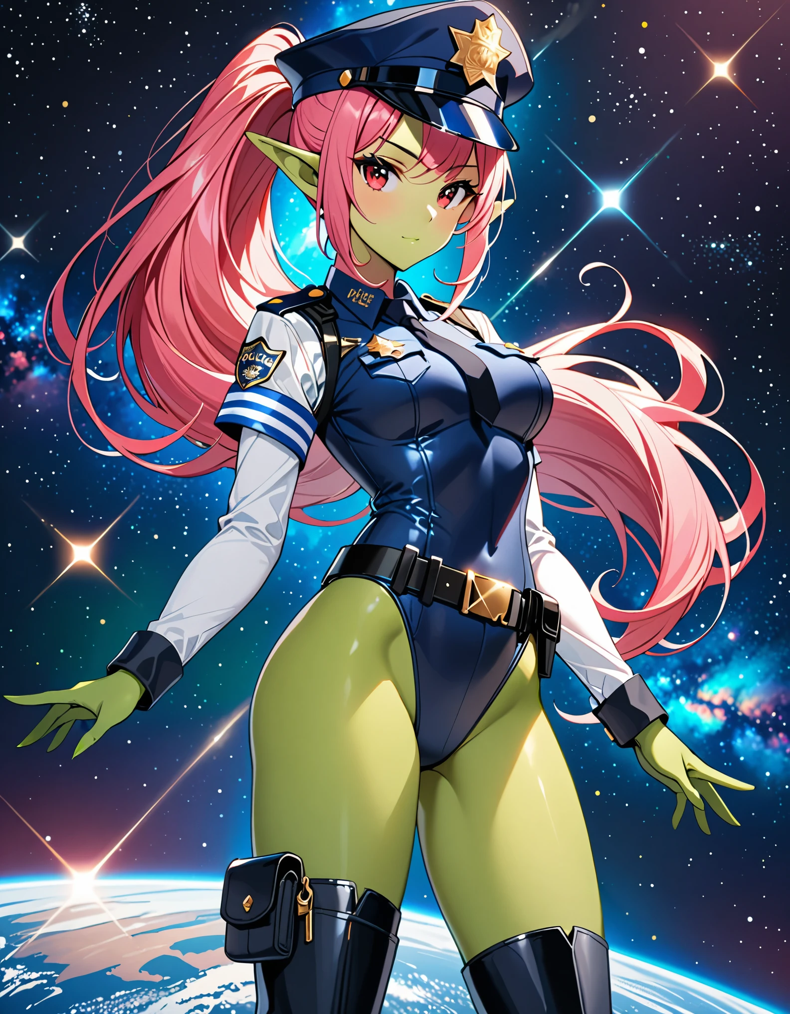 masterpiece, highly detailed, best quality, high quality, 1girl, (solo, solo focus), beautiful detailed eyes, beautiful detailed face, (perfect hands, complete fingers, black matching gloves), perfect anatomy, perfect proportions, detailed shadows, detailed light, (blue skintight bodysuit, (black leotard), thigh holster, thigh strap), (full blue pantyhose, skintight blue leggings, perfect fit), matching boots, full body, serious, full body costume design. hi-tech spy building, indoors.