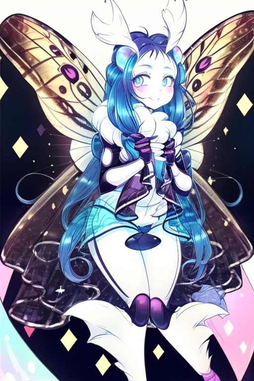 Moth girl, 13 years old, long hair, bright and bubbly personality 