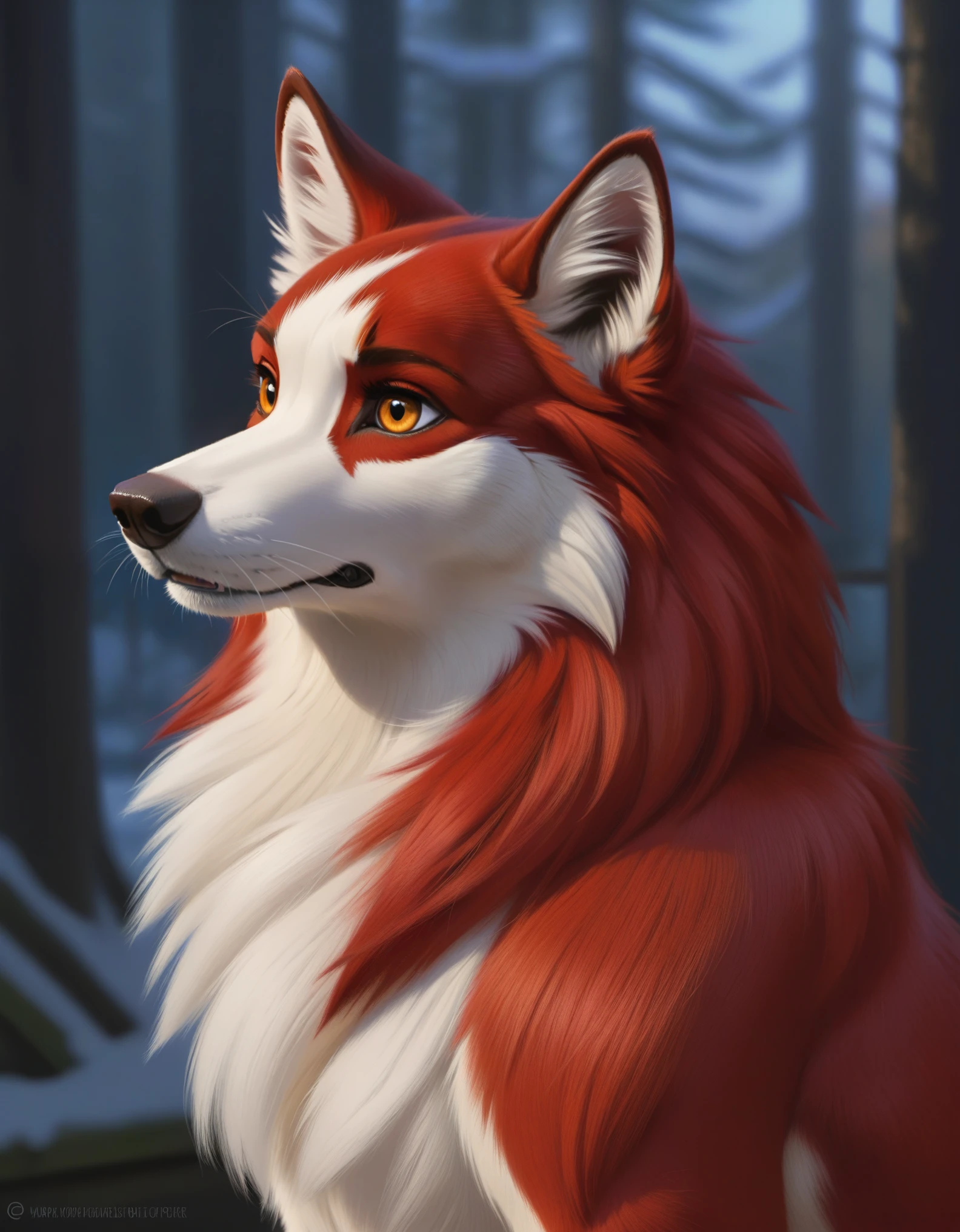 jenna\(balto\), amber eyes, red fur, realistic,
 