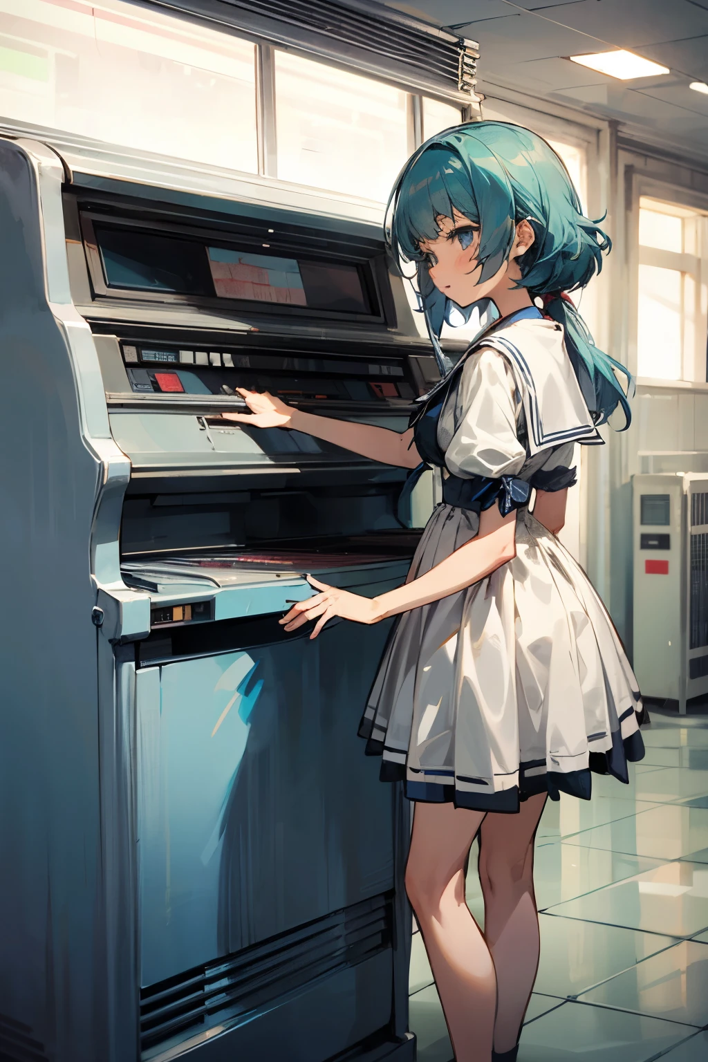 retro anime girl with jukebox