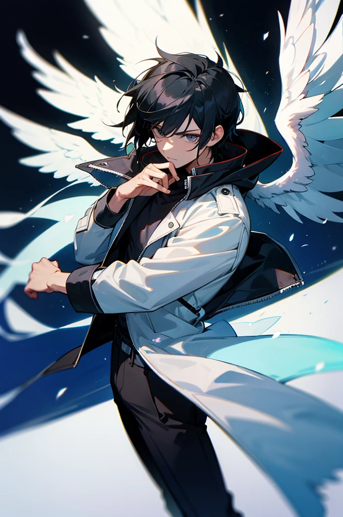 Male, Angel Wings, Jacket, Black Hair