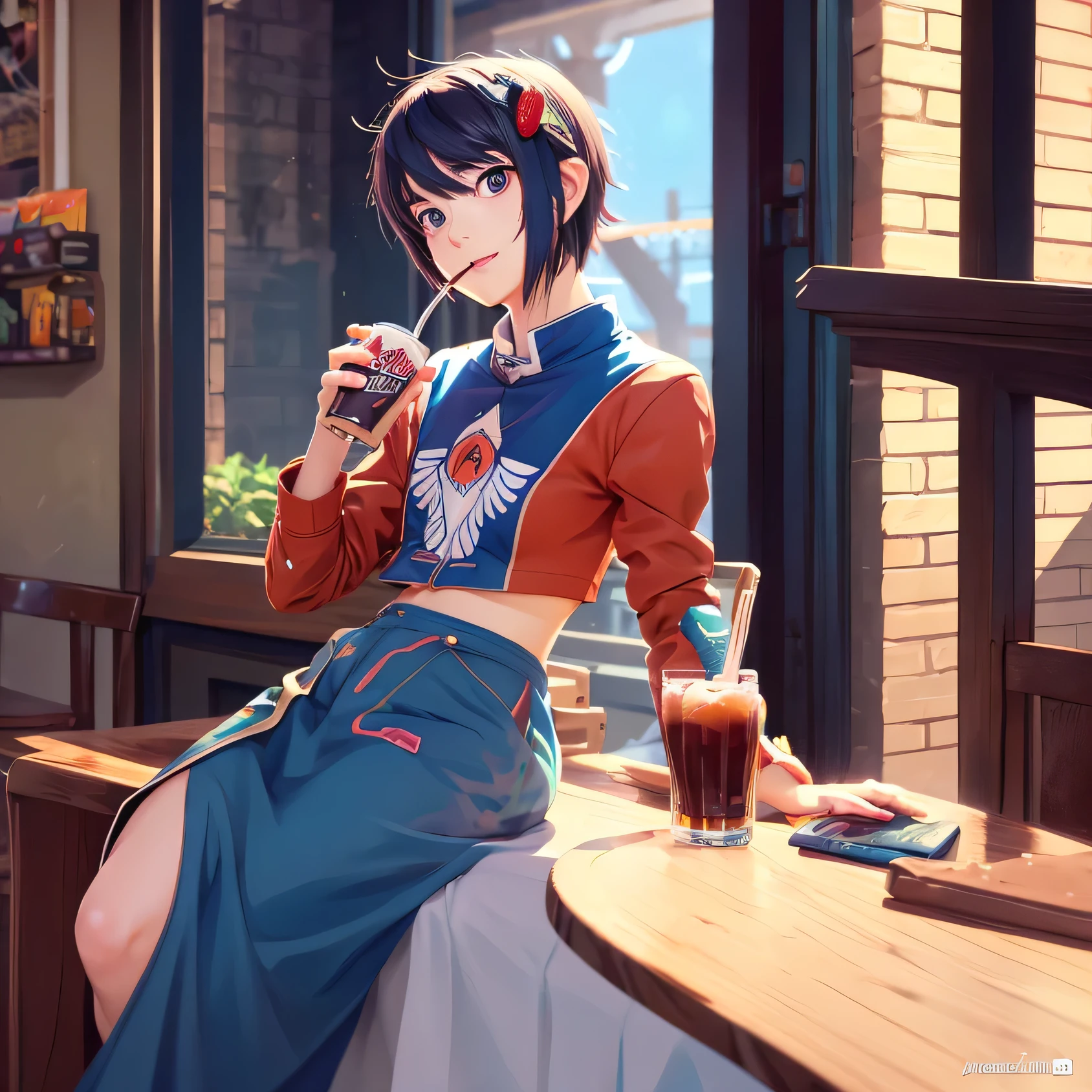 pretty anime character design, anime full body illustration, 4k, sangat detail, relistic, sempurna, anime girl with a drink in her hand, with a drink, holding a drink, drinking a strawberry iced latte, anime girl drinks energy drink, anime full body illustration, single character full body, soda themed girl, young anime man, is ((drinking a cup of tea)), tall anime guy with blue eyes, as an anime character, drinking beer, fullbody commission for, realistic image, ultra realism, perpfect detail. hyper realistic, 4K, UDH. ultra detail, Hyper maximalism, fantasy