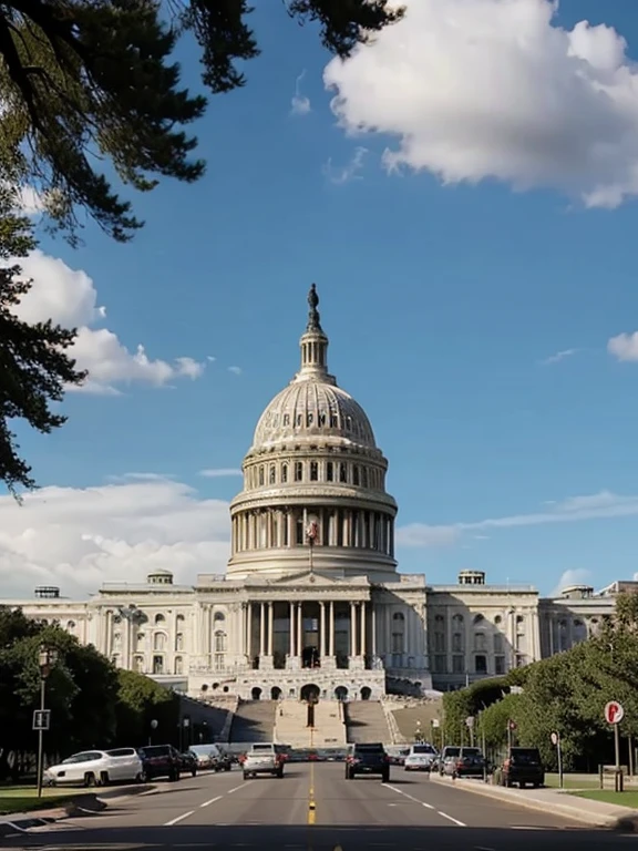 Footage of the Capitol building in Washington and the monolith in front of it