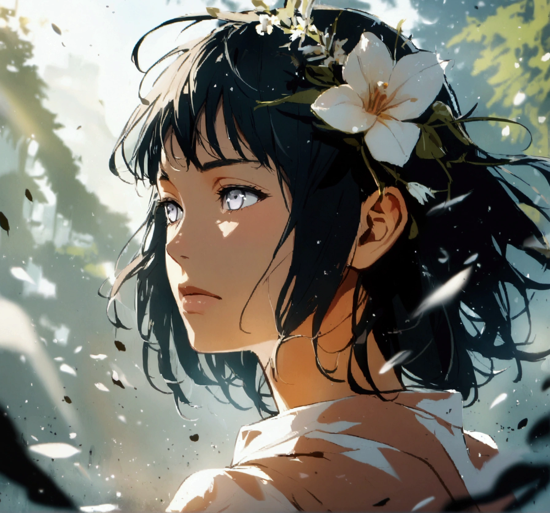 hinata hyuga, black hair, white eyes
