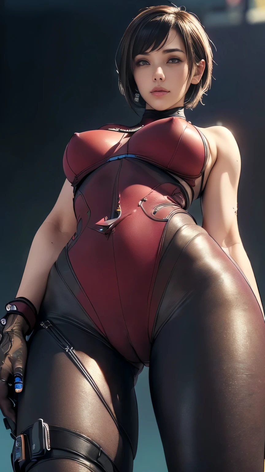 (A woman),(((A female special forces member stands))),((Maroon tactical High leg bodysuit:1.5)),((earphone:1.5)),((Tactical Holster:1.5)),(Gloves:1.5),(Serious:1.5),(Super short hair:1.5),(bionde:1.5),(beautiful eyes:1.3),(Very detailedな顔:1.5),((Very detailed drawing of a female hand:1.5)),((muscular:1.5)),(Sexy appearance:1.5),((Thick thighs:1.5)),(Beautiful Body:1.5),((Very sensual:1.5)),(The backdrop is a futuristic city:1.5),(Cyberpunk atmosphere:1.5),(((Blurred Background:1.5))),(Written border depth:1.5),rest(((masterpiece:1.5),(best quality:1.5),(Very detailed:1.5),(high resolution:1.5),(Practical:1.5),(Practical:1.5),(Delicate depiction),(Carefully drawn))),8k,wallpaper,from below:1.2,(((cameltoe:1.2)))