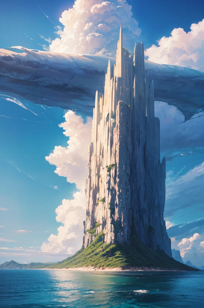 ({{high resolution,}},masterpiece,Super detailed,best quality,8k)cloud, sky空, landscape, sky, blue_sky空, Mountain, cloudy_sky空, outdoor, waterfall, fantasy, horizon, cliff, rock, water, landscape, Mountainous_horizon, ocean, Tree, river, floating_island