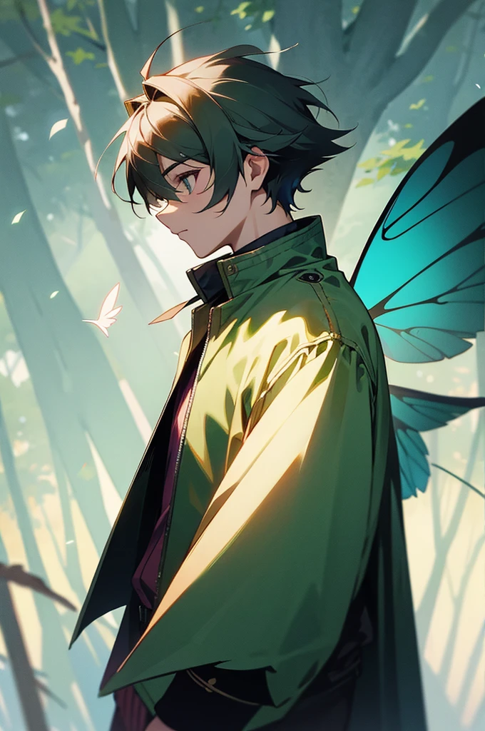 male, Fairy Wings, Jacket, Forest Background