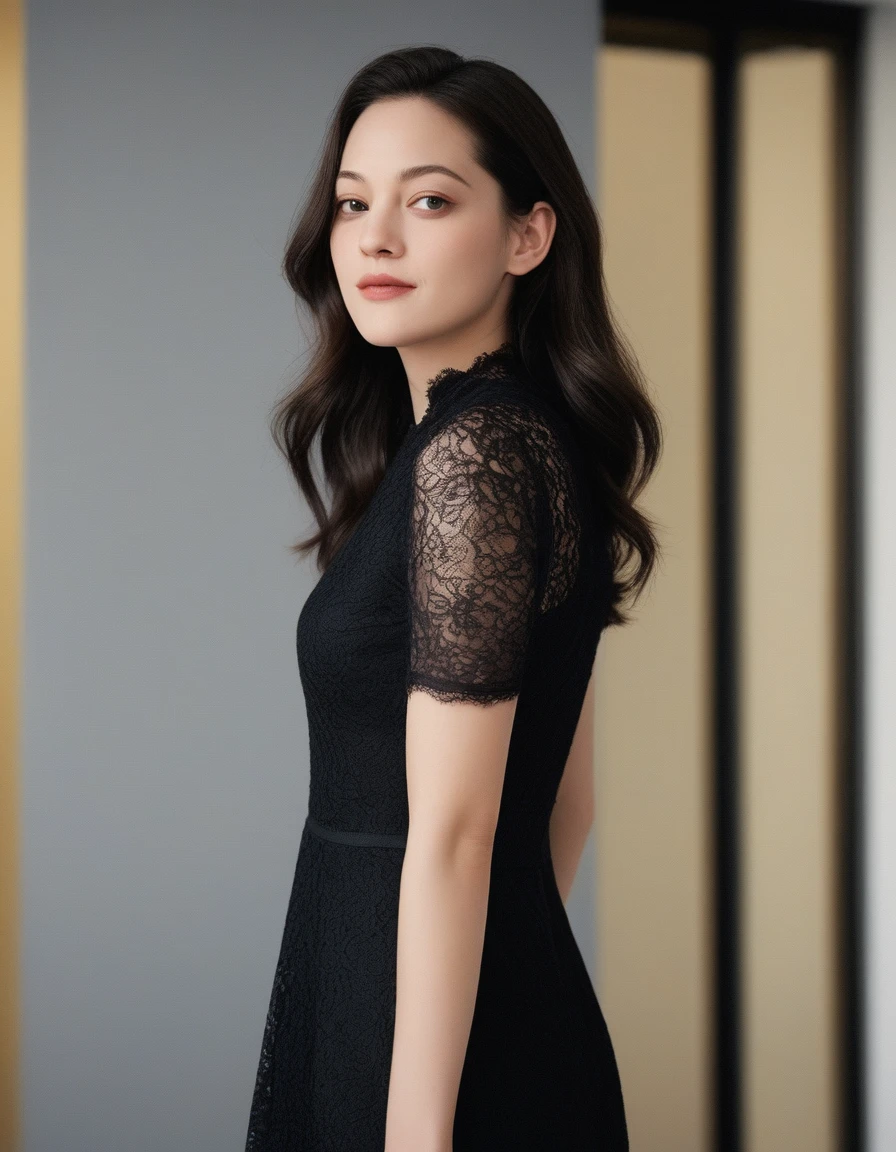 xxmixgirl, upper body of a beautiful cute long and slender face Japanese girl, A gorgeous young cute asian woman in a Glamorous outfit, happy smiling, still from the film, ((young Marion Cotillard face : 1.2)), ((young Anne Hathaway face: 1.0)), from front, realistic portrait photo of a cute 25 years old girl, looks at viewer, wavy nose, full lips, natural skin, skin moles,(cinematic, film grain:1.1), ((asian winged eyes, very long and slender slim face, windy tousled, long straight black bangs)), Nordic,175cm height, ultra long and grey hair, off the shoulders plaits, Black lace dress, arms folded, Heterochromia eyes, shy Light blush, veil on head elegant pose, elegant long dress black lace high heels Navel Standing, close to window In place fantasy Spot light Night, (Leica SL3, Summicron-SL 75 f/2 ASPH, kodak Ektar 200 film), hands up, bokeh, silhouette, shallowed depth of field, dynamic action pose, hands up, nsfw, 18+