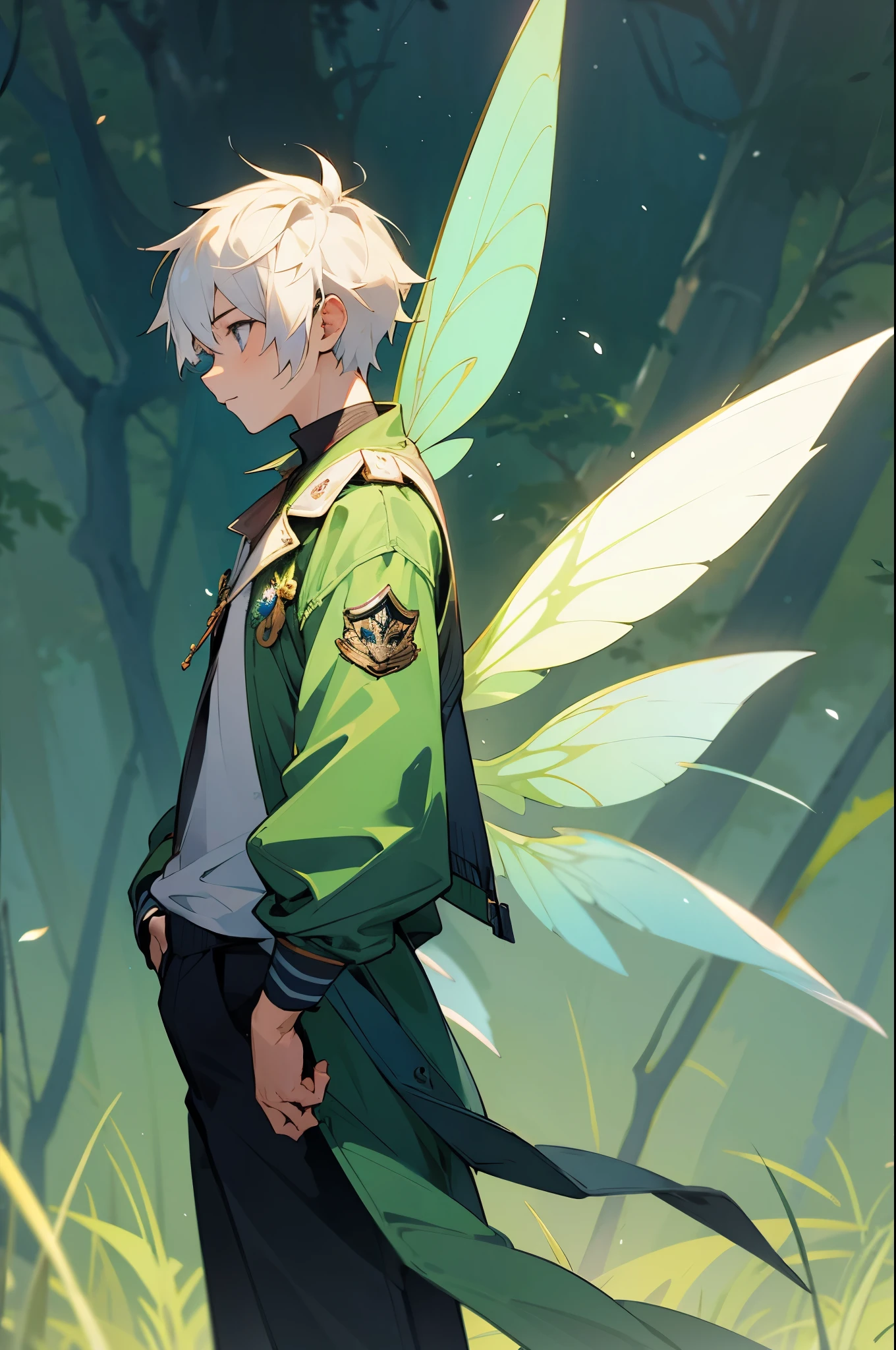 male, Fairy Wings, Jacket, Forest Background