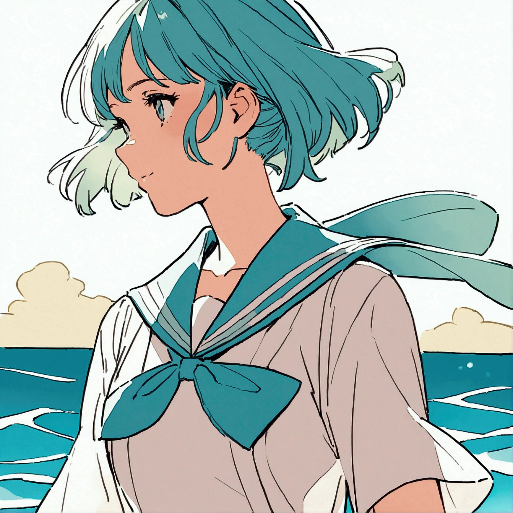 Summer sailor suit woman clear lines nostalgic