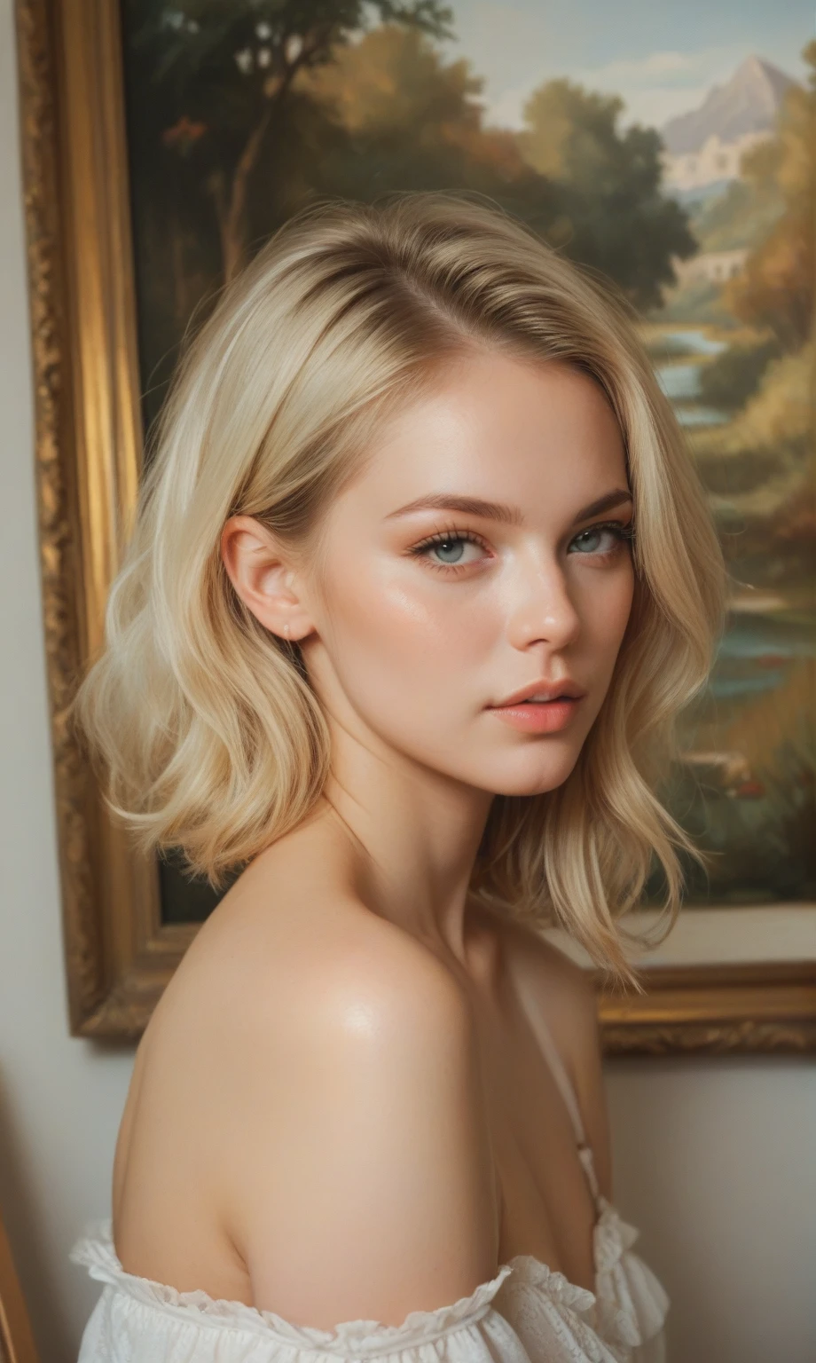 ((cartoon painting)), Beautiful blonde 