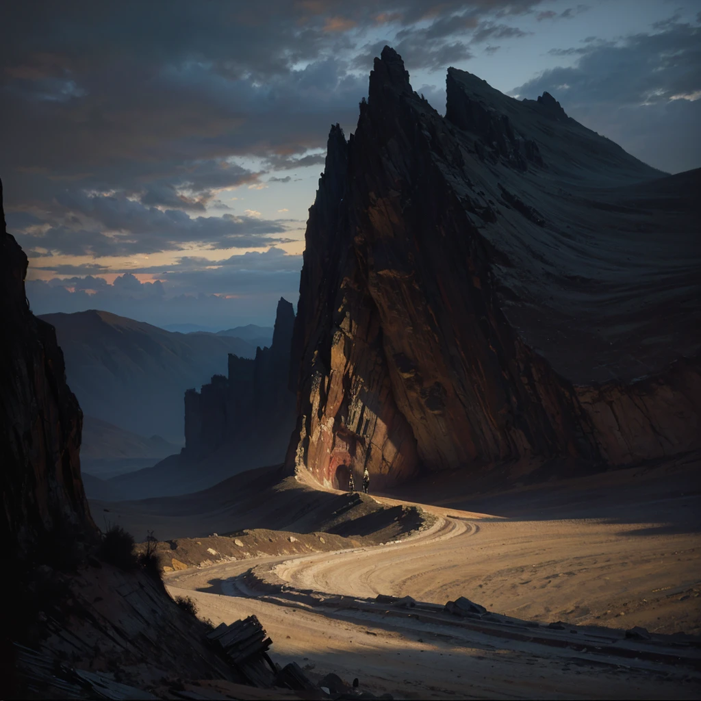 a desert scene with tents, a crack in the ground with people falling into it, detailed portrait, cinematic lighting, dramatic, moody colors, volumetric lighting, epic scale, extremely detailed, 8k, HDR, photorealistic, fantasy art, concept art, hyperrealistic, dramatic lighting, detailed textures, intricate details, atmospheric, epic, striking composition, vivid colors, dark colors, cinematic framing, dramatic shadows, dramatic contrast, volumetric fog, atmospheric haze, depth of field, cinematic camera angle, dramatic cinematography, chiaroscuro lighting, dramatic mood, fantasy landscape, surreal elements, photographic quality, hyper-detailed, masterpiece