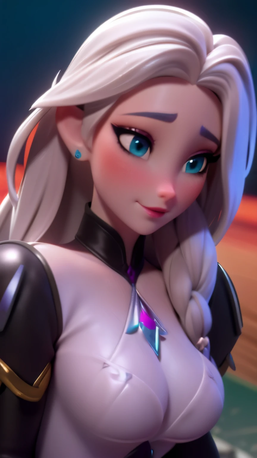 elsa, (perky breasts), (((small breasts))), affected smile:1.2, beautiful blue eyes, (perfect iris), depth of color in your eyes, by rubio, by the wide, braid, full lips, blush, naked, she is showing her vagina, depth of field, bokeh, (Special attention to leather details.: 1.2), masterpiece, Best Quality, ultra detailed, ultra HD, photorealistic, cinematographic, ((Medium camera shot)), sensual pose, seductive, Nipples:1.4, looking to the camera, closeup of his face, her cheeks are blushed, 22 years, she is on her knees, eye contact:1.4, Angle elevation:1.5, ((Closeup on face)), perfect face, (((visible breasts))) bokeh everything other than her perfect face, The location is Arendelle in winter., ice castle