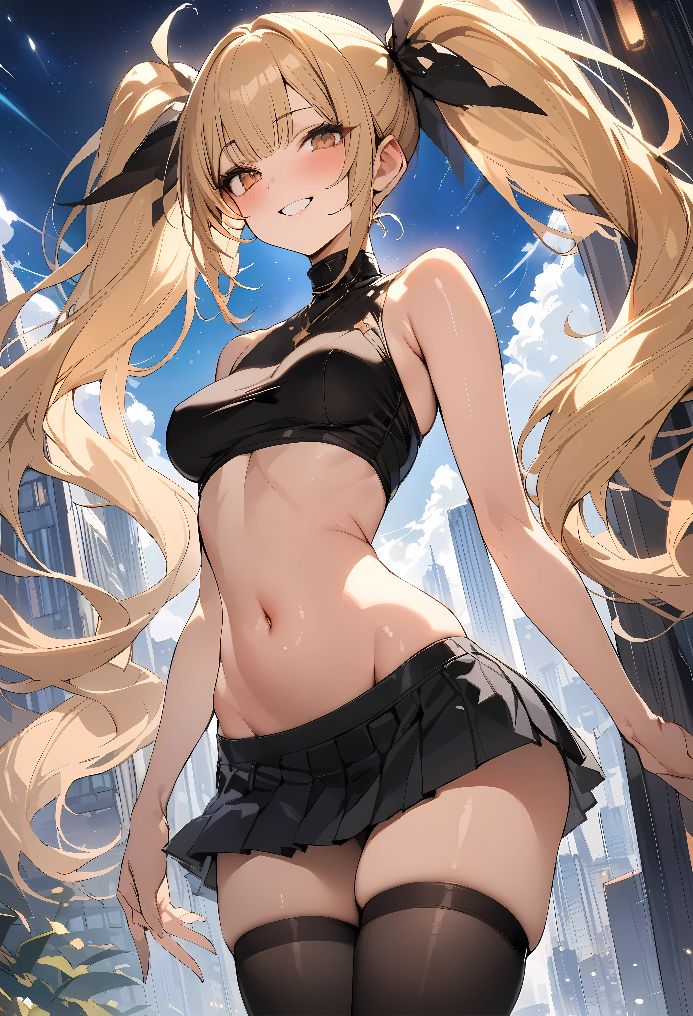 ultra-detailed、sensual, ((long blonde curly hair)), thick thighs, 8K, 4k, highest quality, High resolution:1.2), cute anime face, noise reduction, ((Beautiful eyes that shine, gentle smile, kind eyes))、toned abdominal muscles, muscular arms, muscular legs,  young face, anime eyes, (((big breasts、A chest that is about to burst)))、(((bondage style)))、(((Rear view、I&#39;ll turn around、emphasize the buttocks、T-back that digs into your butt)))、(((white string:1.5)))