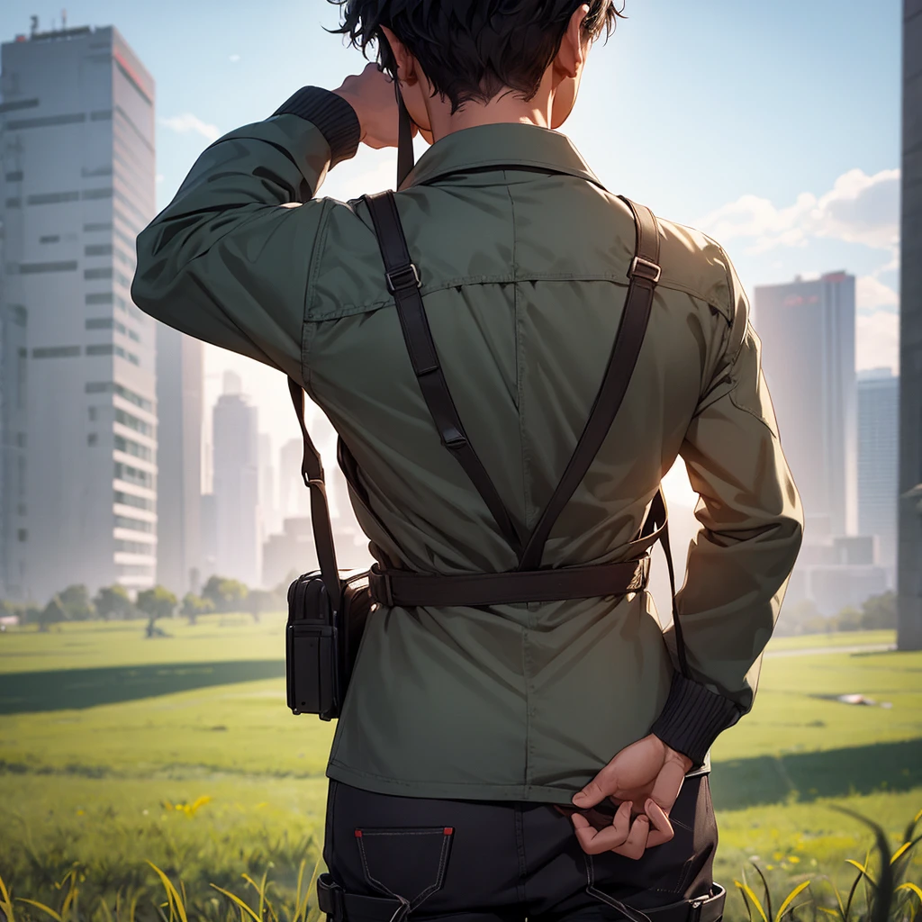 A person with his back in the field