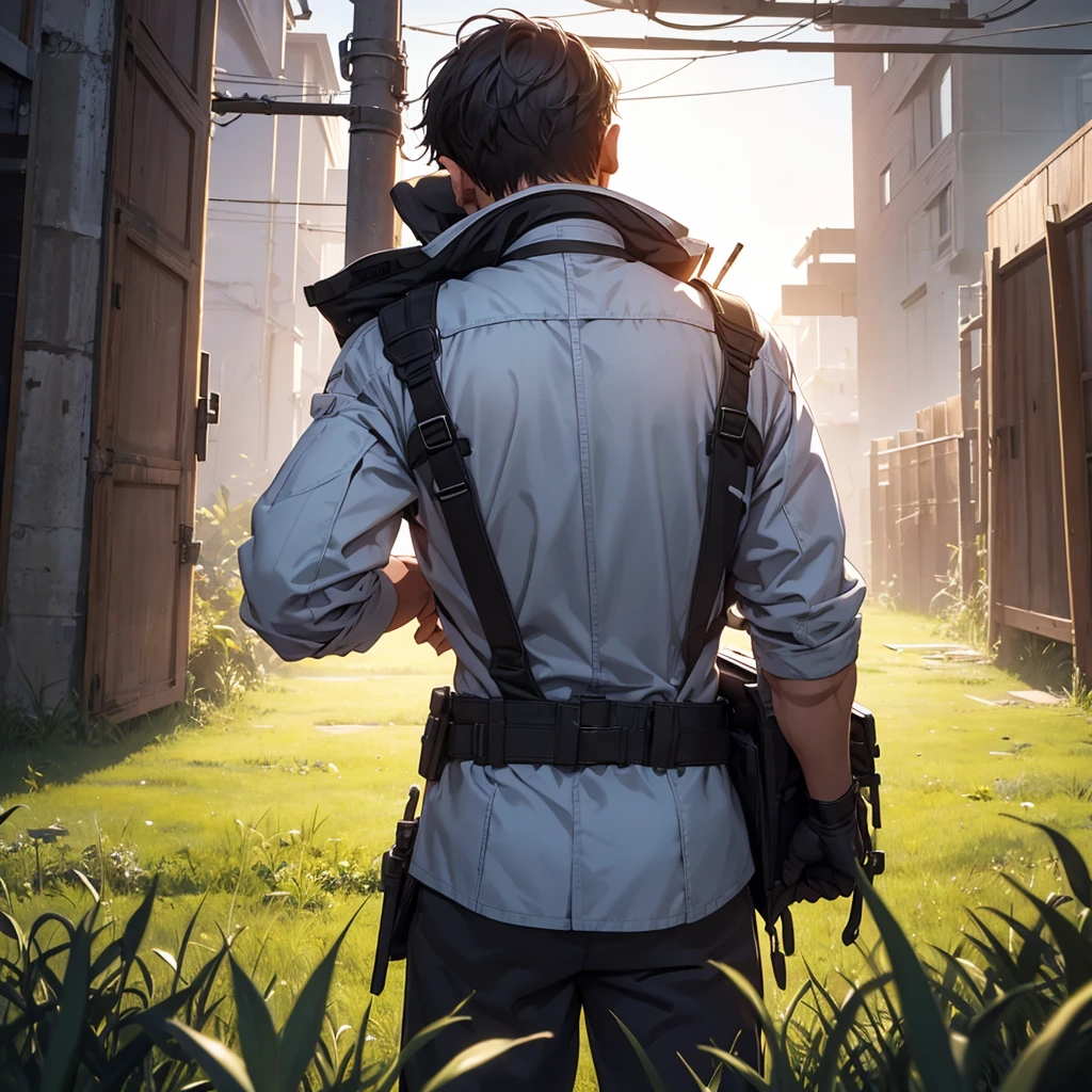 A person with his back in the field