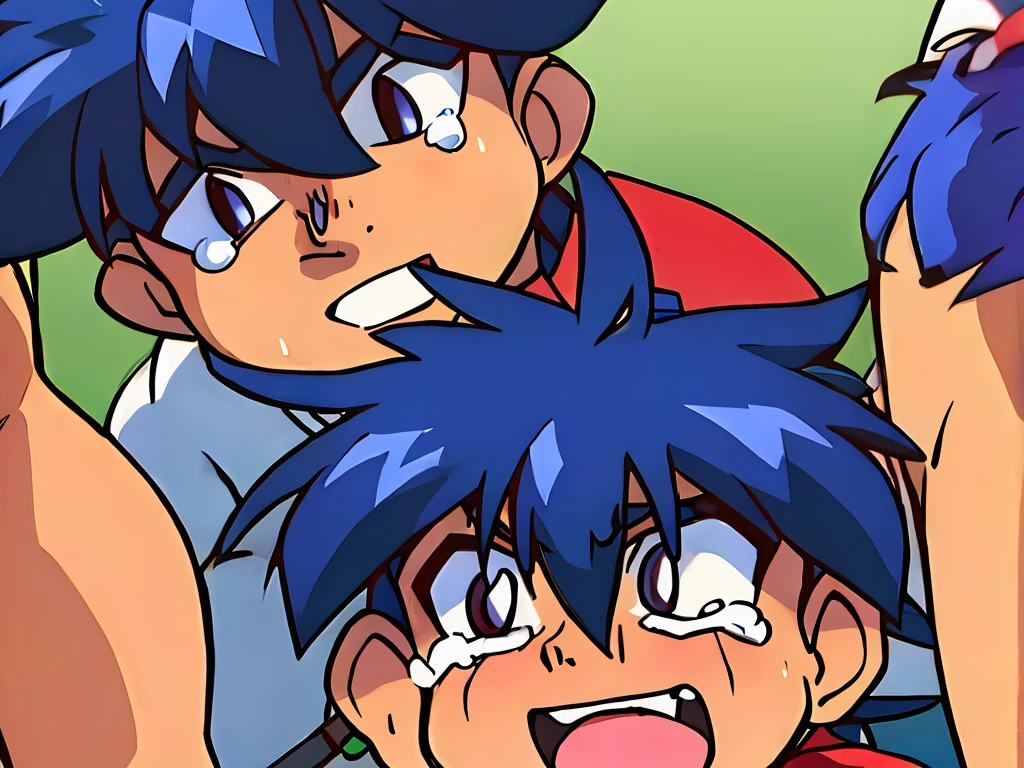 Huge muscles,cramped clothes,Young boy,,(((8-year-old boy))),Blue hat,Spiky Hair,Red vest,An innocent smile,Double teeth,((Huge penis,Crying face,Anal Sex,rape、Orgy))、Cowgirl、Open your big mouth and stick out your tongue,A deep kiss,Lots of drool, sweat and cum,Unfocused eyes,Shaking violently,Cramp,Warping,Hold the head and make the penis suck,