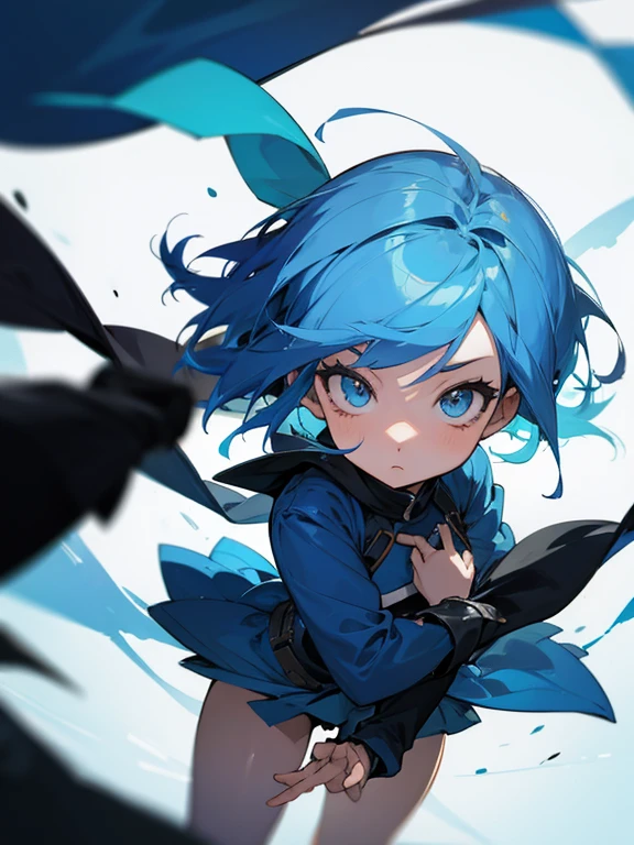 Anime girl short blue hair pose