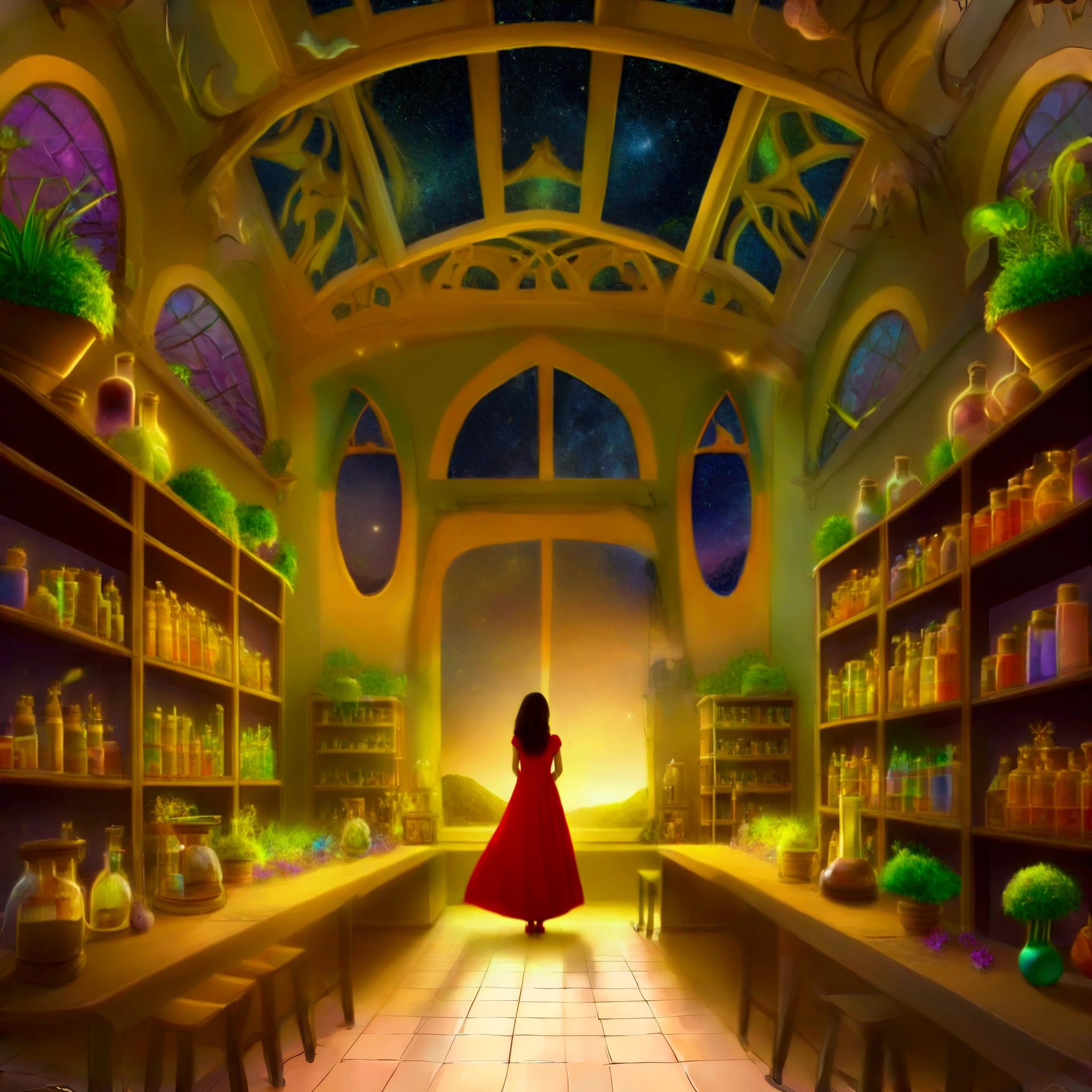 starry sky window nights, fantasy colors