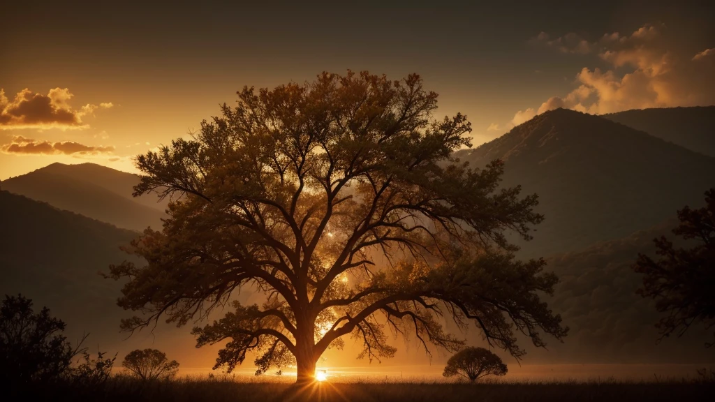 Generate a landscape of the natural geography of Texas, use a lot, sunny and orange, the rest of the image in dark tones.
