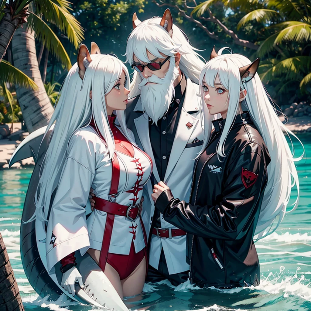 Shark Man Beard Squirrel Woman Couple White Hair Resort