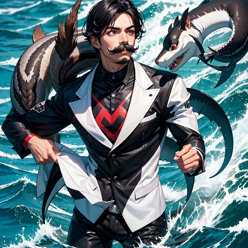 Shark Man Black Hair Mustache Squirrel Woman White Hair Resort