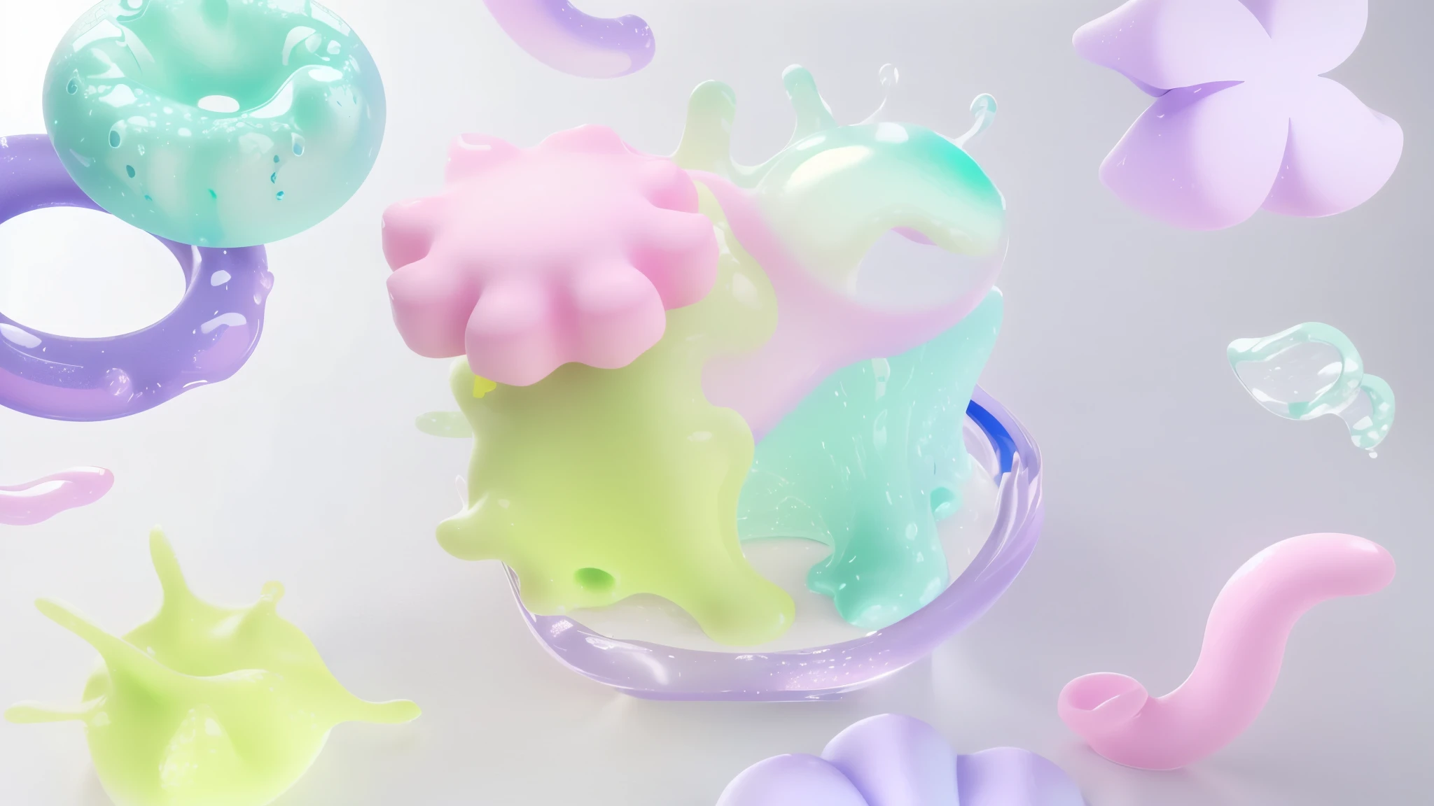 pastel Color Stencil, Pastel colorful 3D, Soft 3d rendering, Cinema 4d colorful rendering, Color Stencil, Satisfactory rendering, 3D fluid simulation rendering, Soft and cute slime, Colored mucus, c 4 d style, Abstract Clay Animation, Jelly-like texture, Behance 3D Art Trends,clear,high quality,