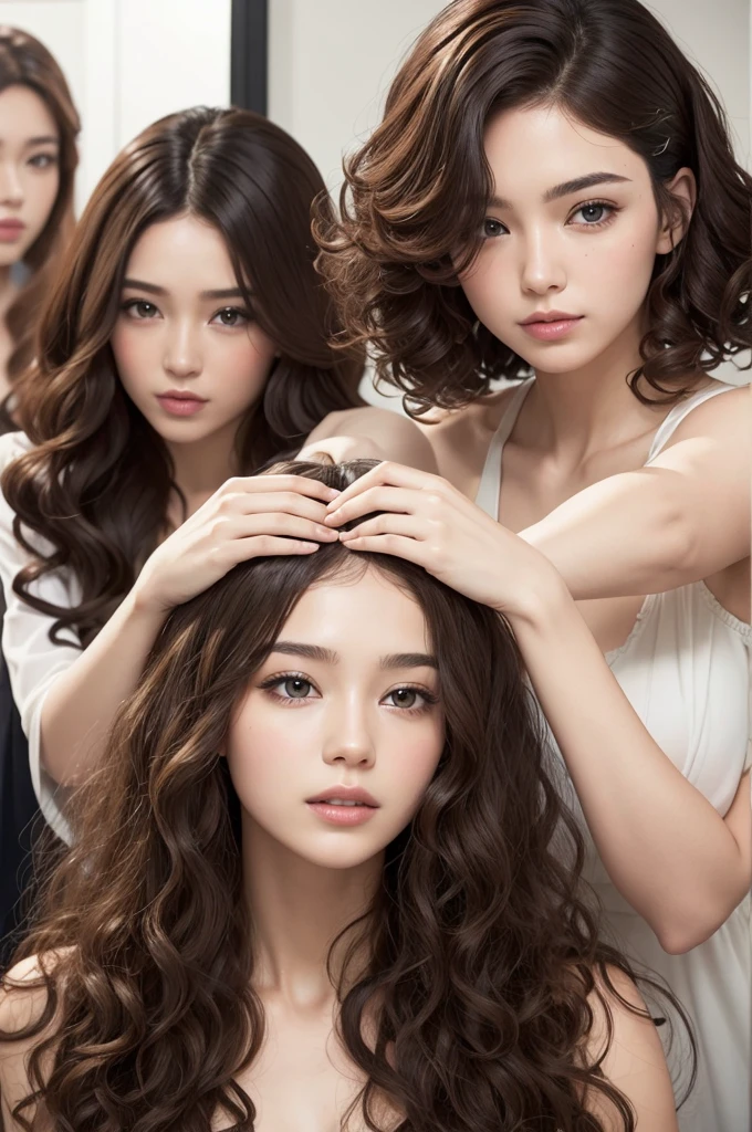 Create an ad about Salon LINE shampoo and conditioner for curly hair, containing a photo of them and their qualities