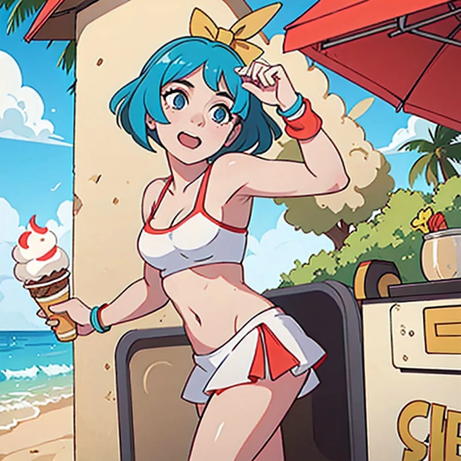 girl in a bikini eating an ice cream cone, eating ice cream, in a bikini, angela white, giorgia meloni, katy perry, in bikini, eating ice - cream, wearing spandex bikini, ice cream on the side, bikini, ice cream, wearing a bikini, candid photo of dirty, shiny plastic bikini, candid shot, cone, 1 girl, solo,in a green dress standing by a wall,portrait of female idol