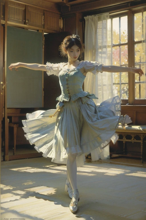 (Highest quality、 8k 、masterpiece、High resolution)、エDEGASー。DEGAS、Dancer、Watercolor style、Official Art、