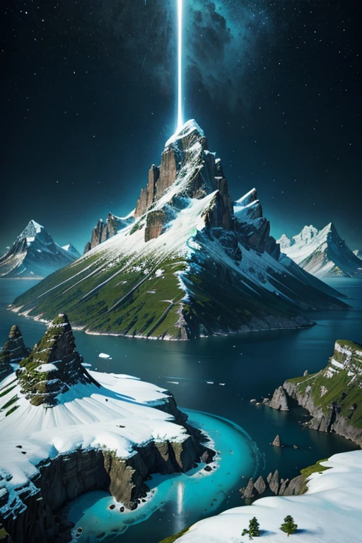 detailed 3d map of the Imperium Archipelago, 6 main islands in a circular shape in a vast ocean, each island with distinct geographic features and cultures, lush forests and mountains on Ilha de Serenitas, towering rocky mountains and glaciers on Ironpeak Island, dark forests and fetid swamps on Grimhold Island, rugged mountain ranges and volcanic peak on Dragonsreach Island, snow-capped peaks and ancient forests on Ilha de Gianthold, vast plains and temperate forests on Ilha de Sanctum, highly detailed, 8k, photo-realistic, cinematic, dramatic lighting