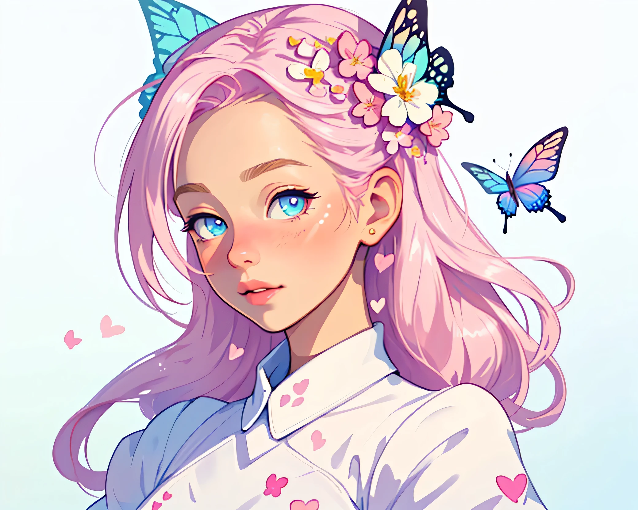 a close up of a pink and white circle with a flower, concept art inspired by Sigurd Swane, tumblr, graffiti, sugary sweet, sugar, sugar snow, logo, logo, highly detailed, intricate, beautiful detailed eyes, beautiful detailed lips, floral elements, pastel colors, soft colors, cute, adorable, kawaii, minimalist, simple, symmetry, clean lines, vector, digital art, high quality, 8k, photorealistic, vivid colors, bright, glossy, smooth, shiny, glitter, sparkles, butterflies, bows, hearts, candy, sweets, dessert, frosting, whipped cream