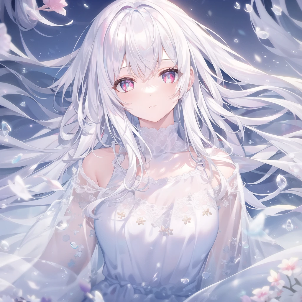 ((masterpiece, best quality))++, Detailed lighting+,  Detailed hair+, Detail hand+ ,1 girl, Miss, Long hair,   Crimson eyes,  beautiful eyes, young white hair,,(Beautiful white hair:1.5),(Beautiful and delicate eyes),  high resolution+,glass tint, Reflective eyes,   {{angle}} , Very detailed wallpaper, The original, Air bangs，Extremely beautiful CG，Firefly，Nature，Wilderness