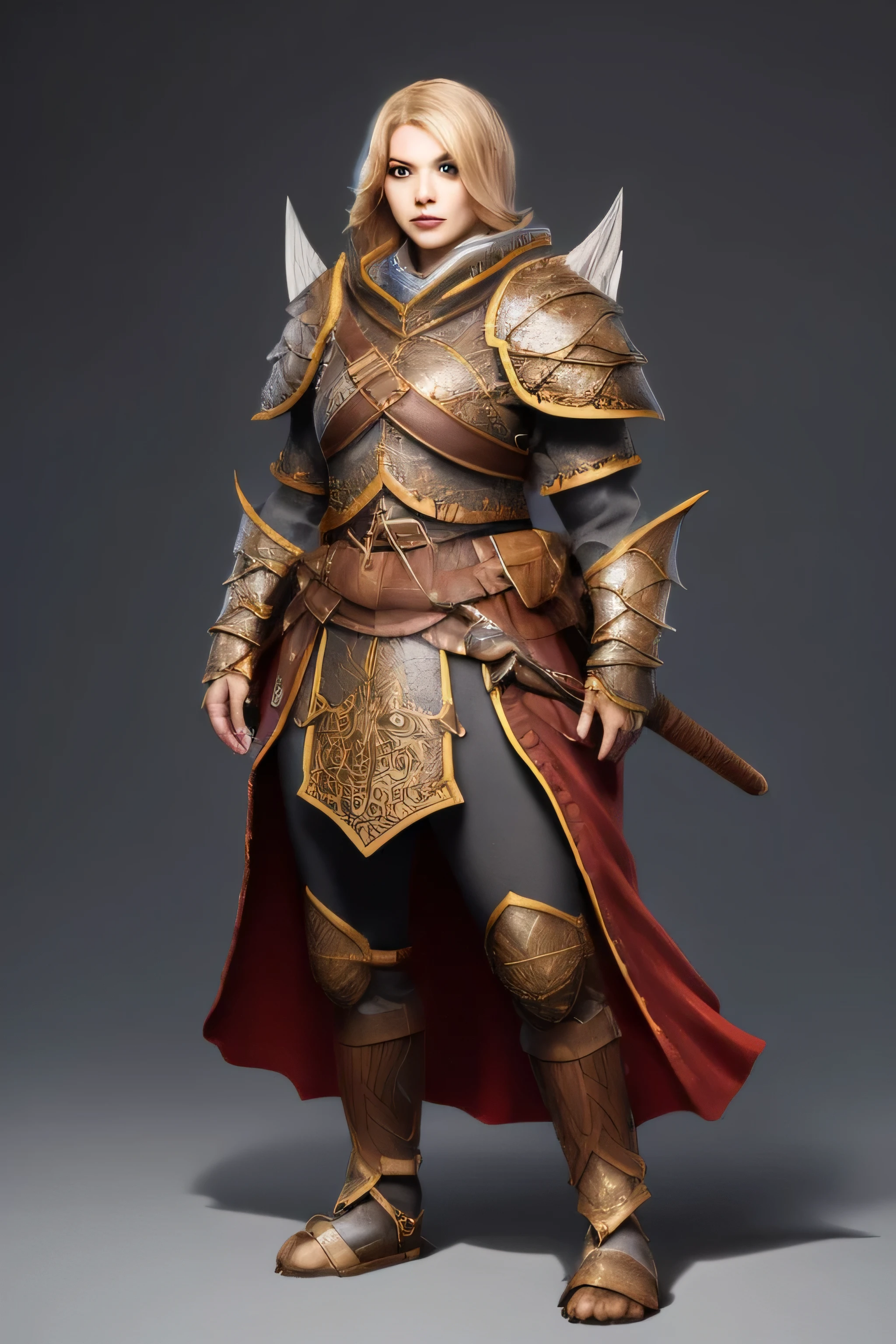 Dungeons and dragons, female, tall, full body, heavy armor, cleric.