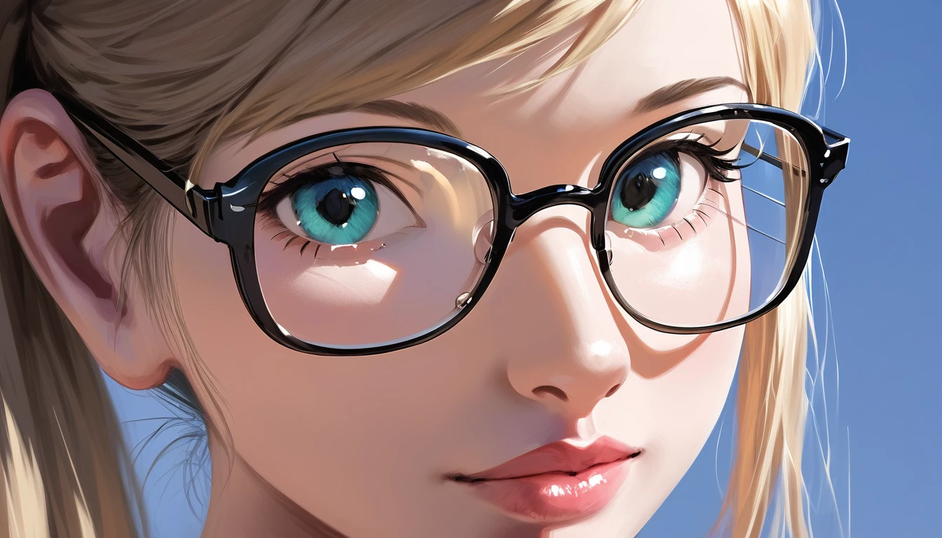 score_9, score_8_up, score_7_up, source_photo, photography, photorealistic, detailed, rating safe, close up, from below, low angle shot, glasses, looking at viewer, masterpiece, best quality, 8k,