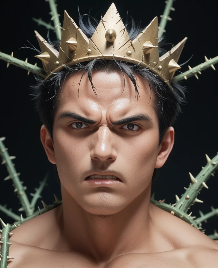 a man with a crown of thorns on his head, in Manga FuriFurioso, Furious manga, by Kentaro Miura,phi