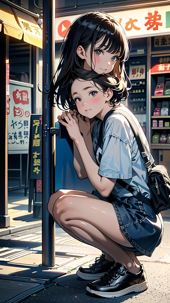 (8k, RAW Photos, 最high quality, masterpiece:1.2), high qualityのRAWカラー写真, Professional photo shoot, Cinematic Light, alone, (((young woman, Gal))), (Sharp features), (Small face), (Skin with attention to detail:1.2), clavicle, Cute Face, Beautiful appearance, Long eyelashes,Girl Turning Around, smile, (Brown Hair, Long straight line), Jersey, Grey denim mini skirt, sneakers, Backpack, Night Park, Confident attitude, Capture the happy moment, Artistic painting,Attractive thighs, (Very nice touch:1.2),はにかんだsmile), Peaceful atmosphere, Oil painting style, Bright colors, (Are standing:1.5, Inside a convenience store, Full body portrait), Smooth texture, Gazing Eyes, Beautiful Skin, Glowing Skin, ((Perfect Fingers, Five Fingers, Anatomically correct)), Background Blur, high quality, Surreal, ((Very detailed, photo shoot)),Many people々、blush、Plump、Blowjob、Lick、Side view、squat、Sucking a man's