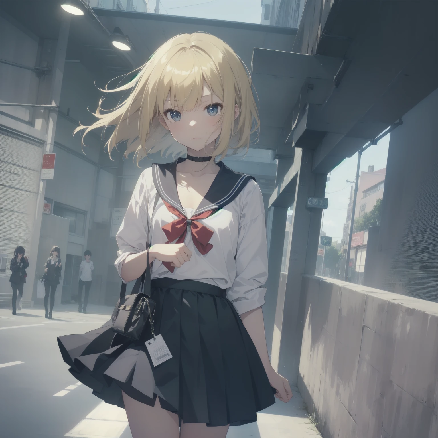 ultra-absurdres-Top quality by artist God, ultra-detailed, high resolution, anime moe artstyle, best anime 8k konachan wallpaper, pixiv contest winner, pool:2810, perfect anatomy,break, 1girl, (Please draw a girl walking sleepily to school alone. )break,(Solo,little female, 13-year-old:1.3),Full limbs, complete fingers,a junior high school student, (very short hair), short cut, flat chest, , small butt, small black eyes, beautiful detailed eyes, well-proportioned iris and pupils, expressive eyes, highres detailed hair, soft expression, salor school_uniform, sailor collar, serahuku, bow, pleated skirt,(Detailed Lighting), (Detailed background), in the School commute route. break,super detailed skin, Best cinematic lighting powered by famous artist, 8k,beauty illustration,photoshop_(medium),very aesthetic,break,((artist:fujima_takuya )), artist:clamp ,artist:carnelian ,artist:kantoku ,
