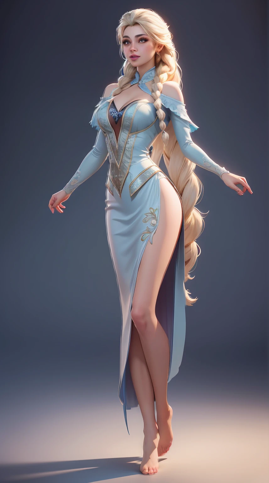 ((Full body photo, standing, feet on the floor)) Highly detailed CG unity 8k wallpaper, style shot, complex, high detail, dramatic, highest quality movie still image, very detailed, masterpiece, best quality, character design, Elsa, Elsa from Frozen, (( Dark style)), realistic ultra-detailed rendering style, natural light, sharp character design, (hard focus, 8k), (((natural skin texture))), 8k textures, soft cinematic lighting, adobe lightroom, dark room, hdr, Sophisticated, Elegant, Rich Detail, Sharp Focuilm Look) )), Soothing Tones, Detail Frenzy, Intricate Detail, Super Detail, Low Contrast, Soft Film Lighting, Dull Colors, Exposure Blending, HDR, Fade, 35mm, f/1.4, ISO64, f16, 25 sec.