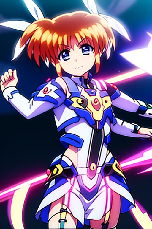 (((Lyrical Nanoha Costume)))、Demon Sword、garter belt、White ribbon、1girl