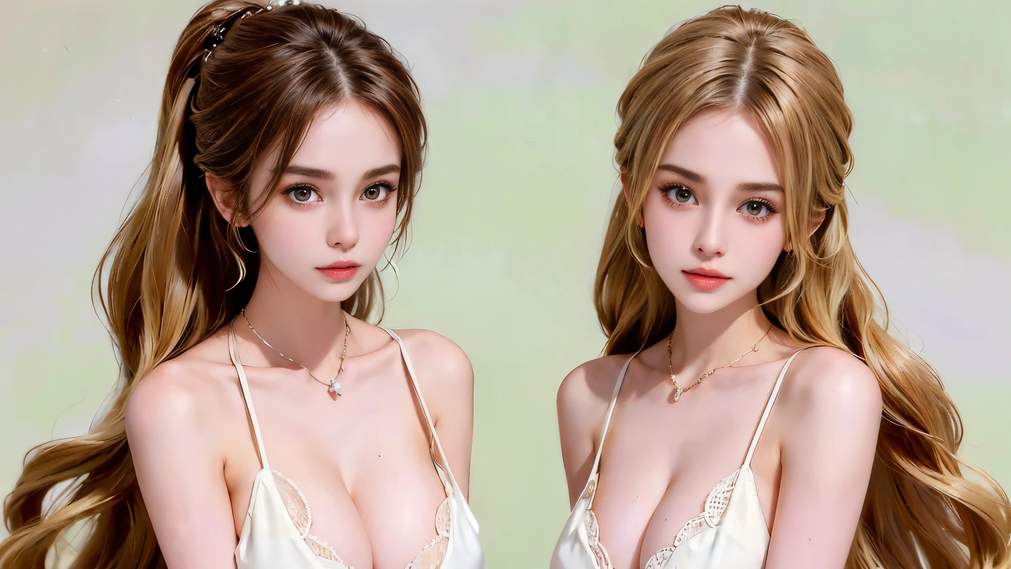 1 girl, National Foundation, (White background), ((8k, masterpiece: 1.4)), (Professional shooting, sharp:1.2), ((Portrait shoot)), Perfect dynamic composition, (Natural sunlight), (Soft shadows), (Perfect body:1.4, Slim abs:1.2), ((Random Female Hairstyles:1.2, Huge breasts:1.3)), Extremely detailed face and skin, White skin, (Delicate skin:1.3),(Latex leather:0.4), (Perfect and radiant skin:0.6), Bai Senai, student, 24 years old, fashion model, (Sexy casual), Showing cleavage, Blonde Hair, Light brown eyes, beautiful eyes, Round eyes, Pretty Face, blush, Glossy lips, High nose bridge, shiny eyes, Perfectly proportioned face, real moist skin, Exquisite expression, Smile at the camera, looking at camera, Exquisite expression, Elegant necklace, Elegant earrings, The Minimalists, Normal anatomy,long legs, prefect body,crochet string slingshot swimsuit, midriff