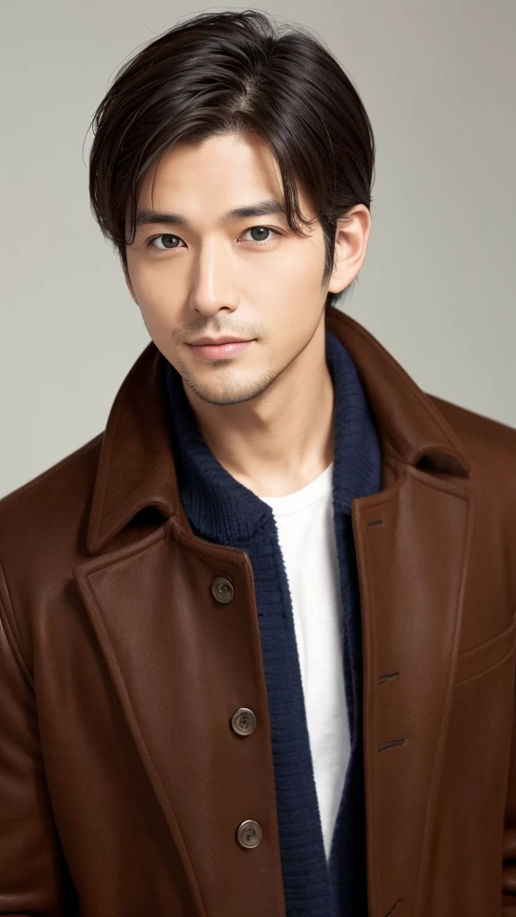 Handsome man in his 30s、solo, Face forward、