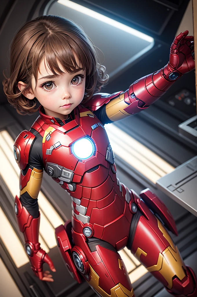  man　girl　Iron Man Costume　In flight　building