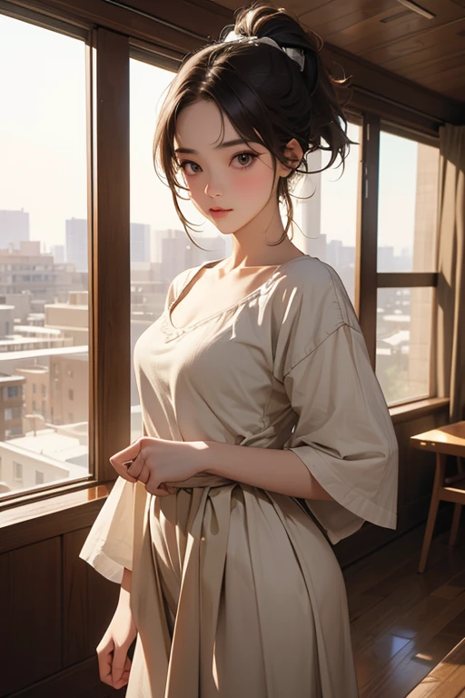 (Highest quality、 8k 、masterpiece、High resolution)、(DEGAS、Dancer style)、Valley、whole body、15 year old girl、cute、Realistic、Realistic、Official Art、Detailed CG、