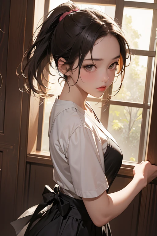 (Highest quality、 8k 、masterpiece、High resolution)、(DEGAS、Dancer style)、Valley、whole body、15 year old girl、cute、Realistic、Realistic、Official Art、Detailed CG、