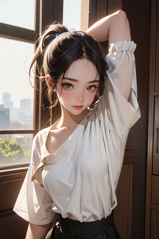 (Highest quality、 8k 、masterpiece、High resolution)、(DEGAS、Dancer style)、Valley、whole body、15 year old girl、cute、Realistic、Realistic、Official Art、Detailed CG、
