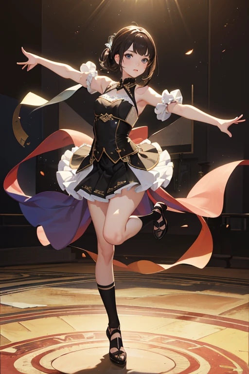 (Highest quality、 8k 、masterpiece、High resolution)、(DEGAS、Dancer style)、Valley、whole body、 girl、cute、Realistic、Realistic、Official Art、Detailed CG、