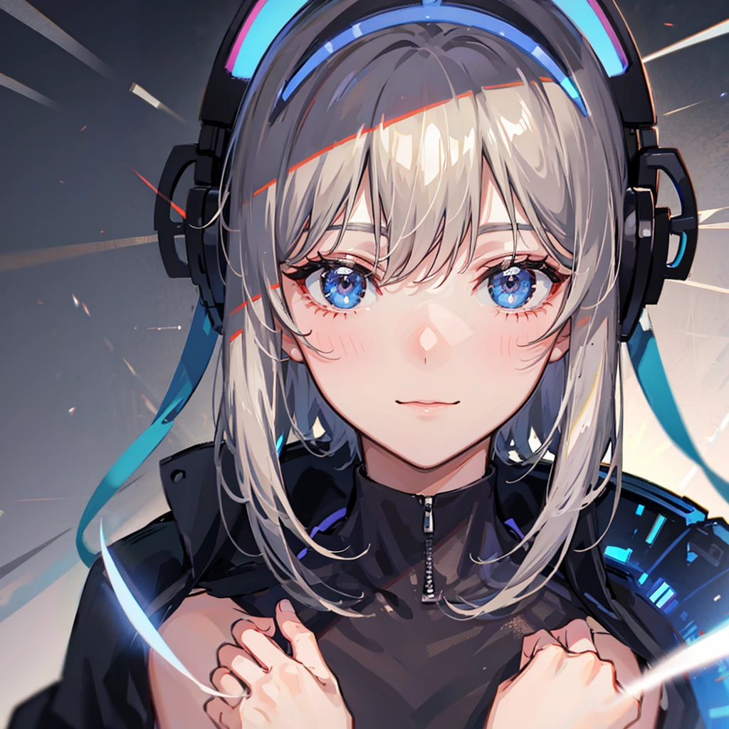 cyber punk、、Blonde、beautiful girl、smile、Bobcut、Extreme sadism、Face close-up、Artist、doctor