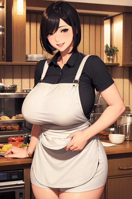 最high quality、high quality、Mom、Black Bob、Big Breasts、Plump thighs、apron、A kind smile、sexy